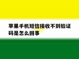 苹果手机短信接收不到验证码是怎么回事