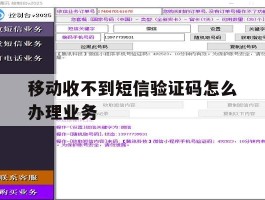 移动收不到短信验证码怎么办理业务