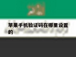 苹果手机验证码在哪里设置的