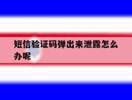 短信验证码弹出来泄露怎么办呢
