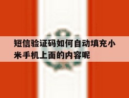 关于短信验证码如何自动填充小米手机上面的内容呢的信息