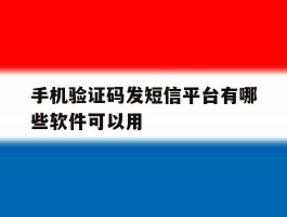 手机验证码发短信平台有哪些软件可以用