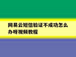 网易云短信验证不成功怎么办呀视频教程