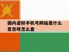 国内虚拟手机号网站是什么意思呀怎么查
