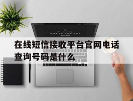 在线短信接收平台官网电话查询号码是什么