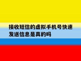接收短信的虚拟手机号快速发送信息是真的吗的简单介绍