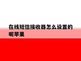 在线短信接收器怎么设置的呢苹果