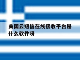 美国云短信在线接收平台是什么软件呀
