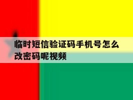 临时短信验证码手机号怎么改密码呢视频