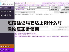 包含短信验证码已达上限什么时候恢复正常使用的词条