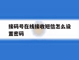 接码号在线接收短信怎么设置密码