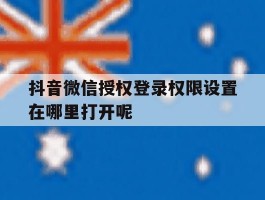 抖音微信授权登录权限设置在哪里打开呢