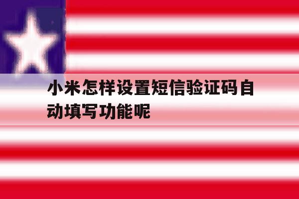 小米怎样设置短信验证码自动填写功能呢 小米怎样设置短信验证码自动填写功能呢