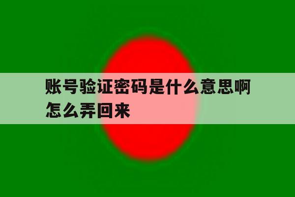 账号验证密码是什么意思啊怎么弄回来 账号验证密码是什么意思啊怎么弄回来