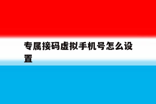 专属接码虚拟手机号怎么设置 专属接码虚拟手机号怎么设置