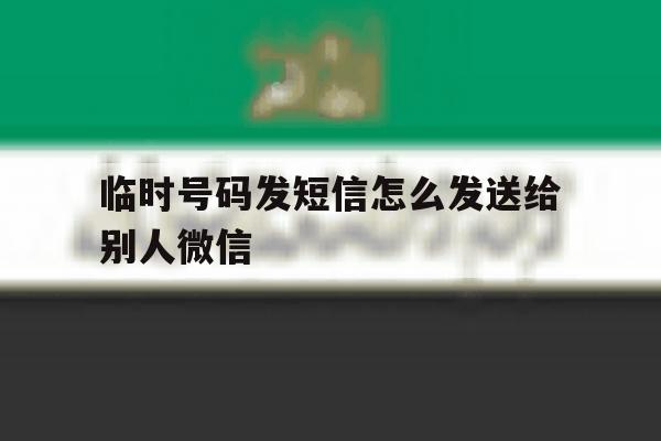 临时号码发短信怎么发送给别人微信 临时号码发短信怎么发送给别人微信