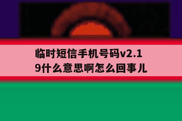 临时短信手机号码v2.19什么意思啊怎么回事儿 临时短信手机号码v2.19什么意思啊怎么回事儿
