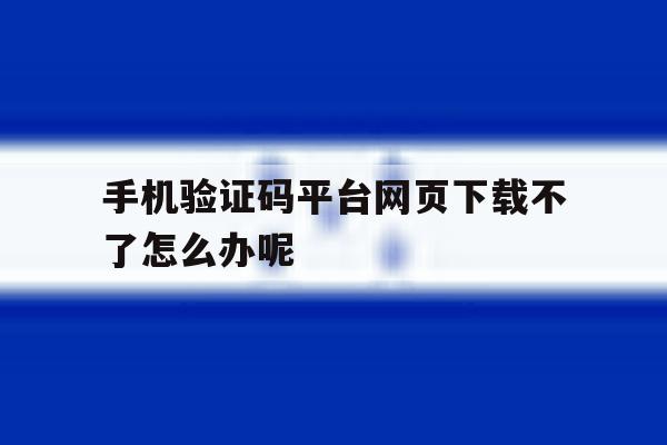 手机验证码平台网页下载不了怎么办呢 手机验证码平台网页下载不了怎么办呢