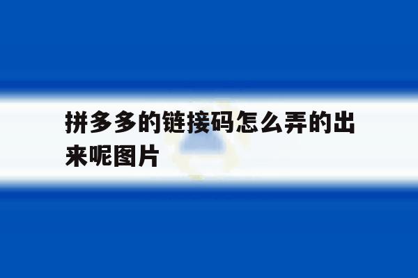 拼多多的链接码怎么弄的出来呢图片 拼多多的链接码怎么弄的出来呢图片