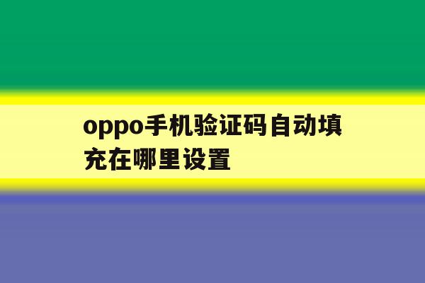 oppo手机验证码自动填充在哪里设置 oppo手机验证码自动填充在哪里设置