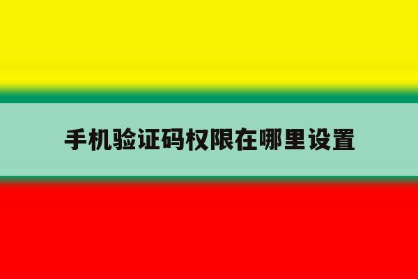 手机验证码权限在哪里设置 手机验证码权限在哪里设置