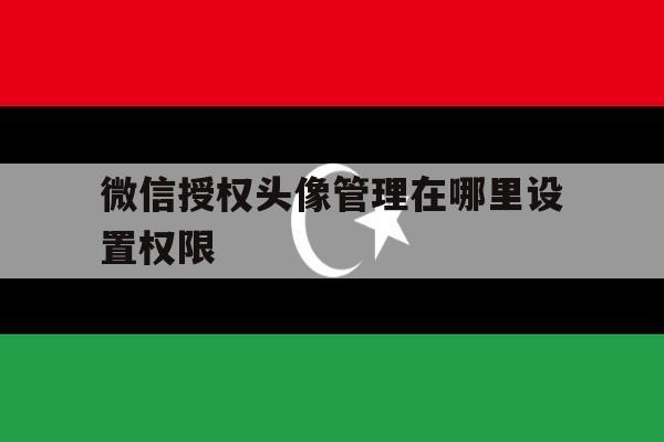 微信授权头像管理在哪里设置权限 微信授权头像管理在哪里设置权限