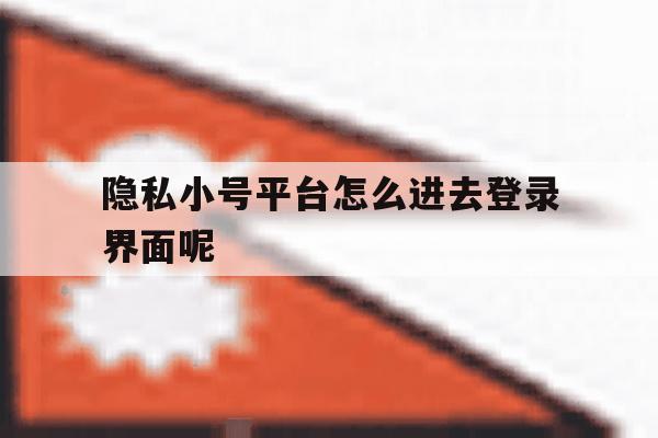 隐私小号平台怎么进去登录界面呢