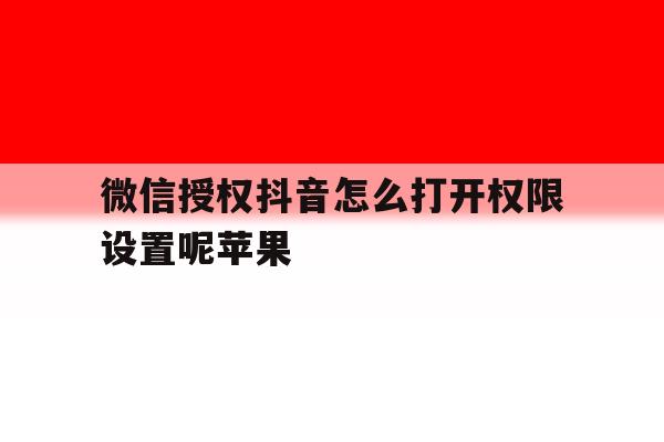 微信授权抖音怎么打开权限设置呢苹果 微信授权抖音怎么打开权限设置呢苹果