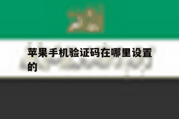 苹果手机验证码在哪里设置的 苹果手机验证码在哪里设置的