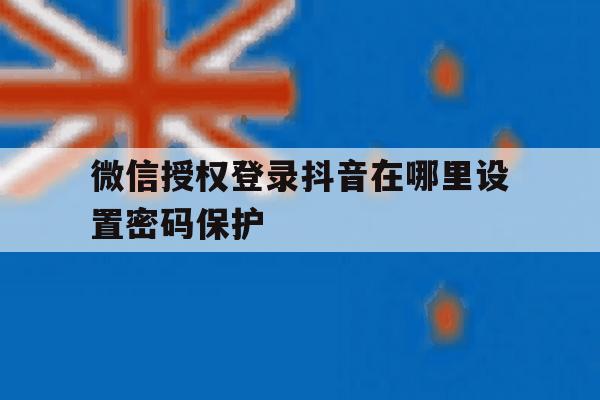 微信授权登录抖音在哪里设置密码保护 微信授权登录抖音在哪里设置密码保护