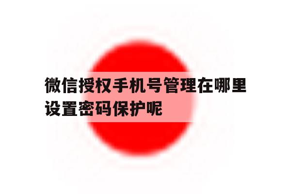 包含微信授权手机号管理在哪里设置密码保护呢的词条 包含微信授权手机号管理在哪里设置密码保护呢的词条