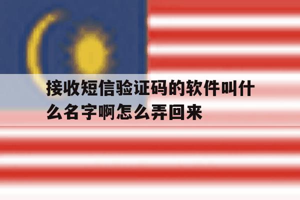 接收短信验证码的软件叫什么名字啊怎么弄回来的简单介绍 接收短信验证码的软件叫什么名字啊怎么弄回来的简单介绍