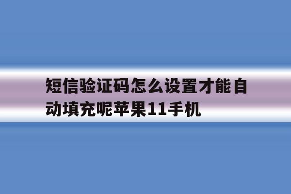 短信验证码怎么设置才能自动填充呢苹果11手机的简单介绍 短信验证码怎么设置才能自动填充呢苹果11手机的简单介绍